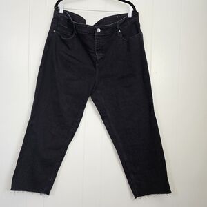 LOFT Plus High Rise Straight Crop Black Jeans Size 18 NWT Raw Hem